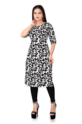 Aarohi Fashion Women Printed Straight Kurta(White)