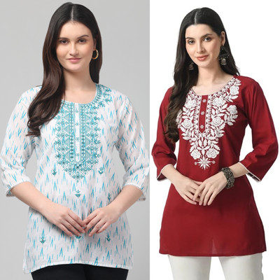 STYLE PREZONE Women Embroidered, Printed A-line Kurta(Multicolor)