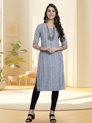 EthnicBasket Women Printed A-line Kurta(Blue)