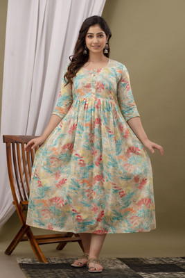UrbanRang Women Printed Anarkali Kurta(Multicolor)