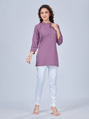 SPGR Women Solid Straight Kurta(Pink)