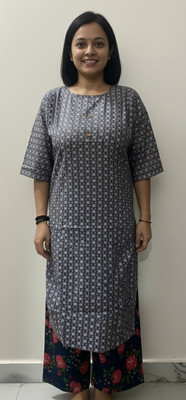 RIDDHI Women Printed Ethnic Dress Kurta(Grey)