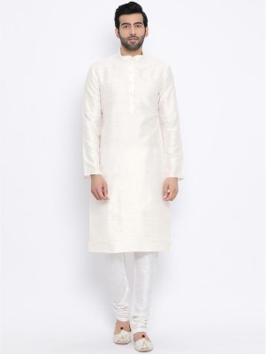 Namaskar Men Solid Straight Kurta(White)