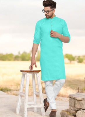 Trending Rashmi Men Solid Straight Kurta(Light Blue)