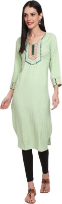 V-MART Women Embroidered Straight Kurta(Light Green)