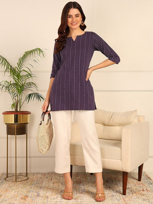 gfashion Women Striped Straight Kurta(Multicolor)
