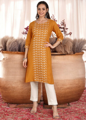 VINH FASHION Women Embroidered A-line Kurta(Multicolor)