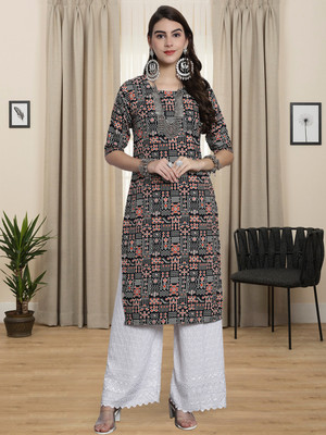 1 Stop Fashion Women Printed A-line Kurta(Orange)
