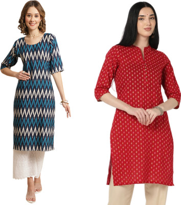 HouseOfCommon Women Printed Straight Kurta(Multicolor)
