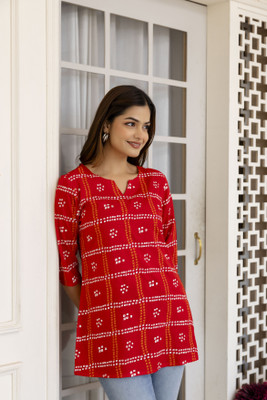MERAAKI FASHION Women Printed Straight Kurta(Red)