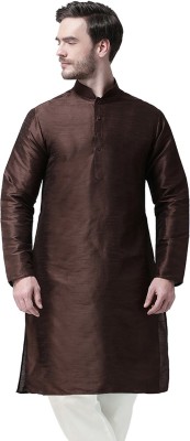 SG LEMAN Men Self Design Straight Kurta(Brown)