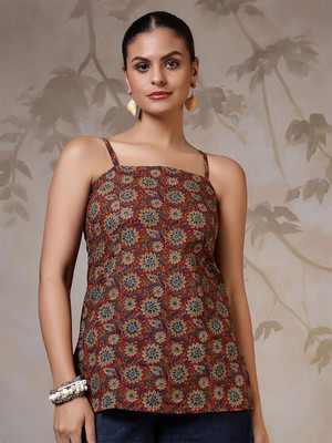 Nayo Women Printed Straight Kurta(Maroon)