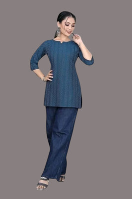 Rangrasiya Creation Casual Striped Women Dark Blue Top