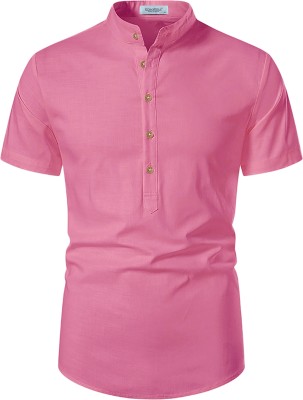 Edinwolf Men Solid A-line Kurta(Pink)