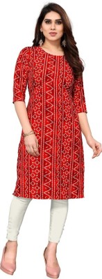 Creativetiles Women Striped Straight Kurta(Red)