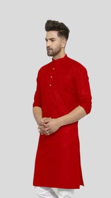 Anuj Fashion Men Solid A-line Kurta(Red)