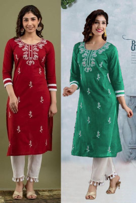 vikshi Women Embroidered Straight Kurta(Multicolor)
