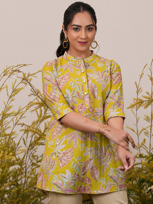 LIBAS Women Printed Straight Kurta(Yellow)