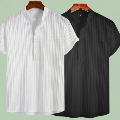 JenilEStore Men Self Design A-line Kurta(White, Black)