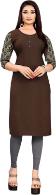 Coft Women Solid Straight Kurta(Brown)