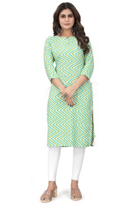 HEMANG FASHION Women Printed Straight Kurta(Light Blue, Light Green, White)