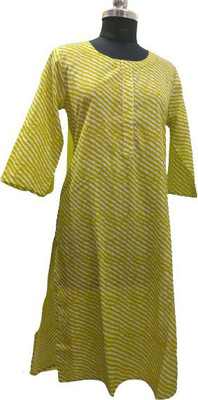 ANA Collection Women Leheriya Straight Kurta(Green)