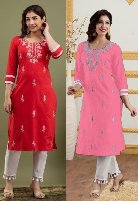 SISTO Women Chikan Embroidery A-line Kurta(Multicolor)