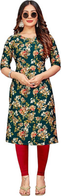 HouseOfCommon Women Printed A-line Kurta(Green)