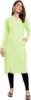 Japroz Women Solid Straight Kurta(Light Green)