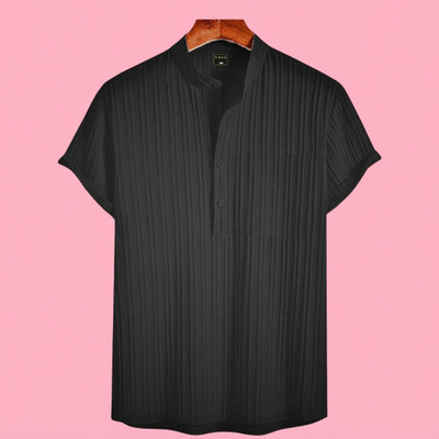 nitafashion Men Self Design Straight Kurta(Black)