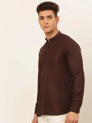 ShivLeela Men Solid Straight Kurta(Brown)