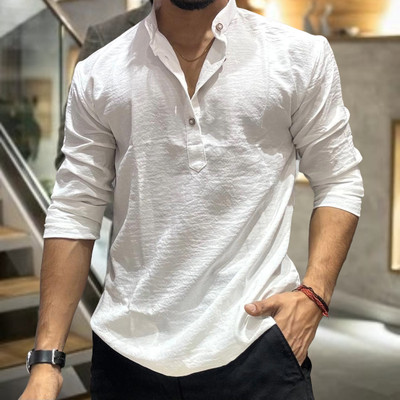 SHOOLIN Men Self Design Straight Kurta(White)