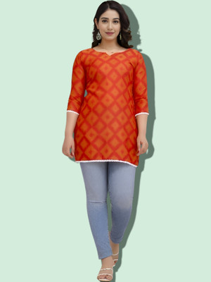 HouseOfCommon Women Printed Straight Kurta(Red)