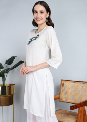 Anvi creation Women Solid A-line Kurta(Yellow)