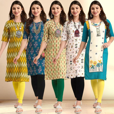 1 Stop Fashion Women Printed A-line Kurta(Multicolor)