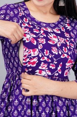 RS Creations Women Printed Anarkali Kurta(Blue)