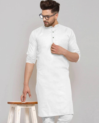 SUFFY CREATION Men Solid Straight Kurta(White)