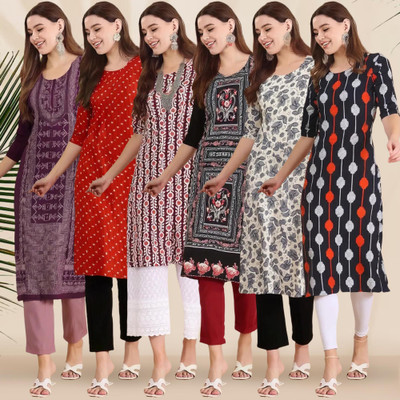 1 Stop Fashion Women Printed Straight Kurta(Multicolor)