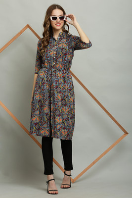 bright nex Women Printed A-line Kurta(Red)