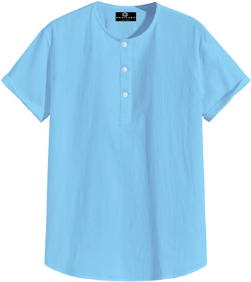 Bollywood Designer Men Solid Straight Kurta(Light Blue)