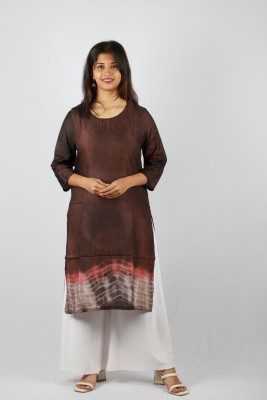 The Rashmi Shikha Women Dyed/Ombre A-line Kurta(Brown)