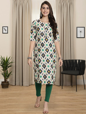 1 Stop Fashion Women Printed A-line Kurta(Blue)