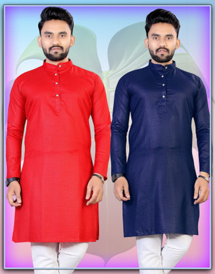 Flossy Men Solid Straight Kurta(Multicolor)