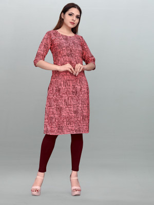 tanvi creation Women Floral Print Straight Kurta(Red)
