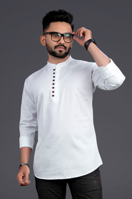 Nnc Men Solid Straight Kurta(White)