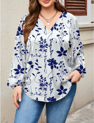 kumawat ji Casual Floral Print Women White Top