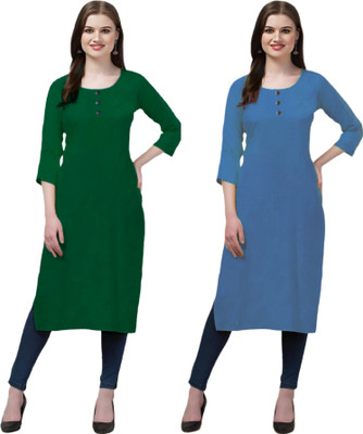 Coft Women Solid Straight Kurta(Multicolor)