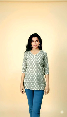 pirahanfashion Women Printed A-line Kurta(Green)
