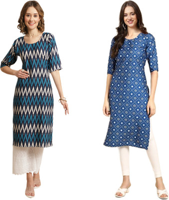 HouseOfCommon Women Printed Straight Kurta(Multicolor)