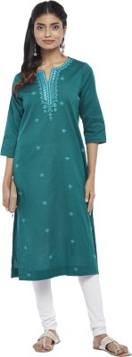 Rangmanch by Pantaloons Women Embroidered A-line Kurta(Blue)